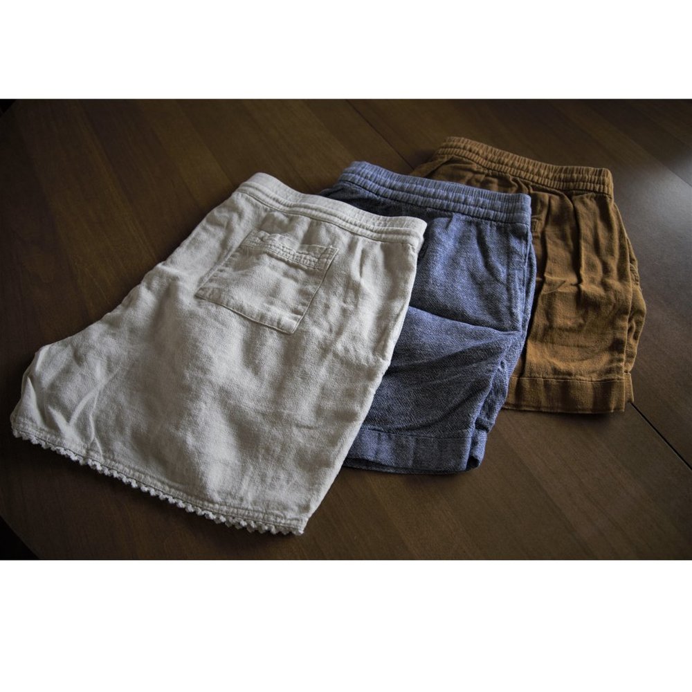 Set of 3 linen shorts, Old Navy & Caslon, XL, natural, mustard and blue